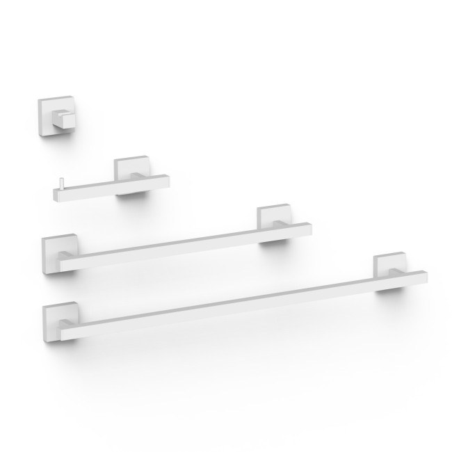 Ensemble de 2 Porte-serviettes et 1 Dérouleur à papier WC Blanc mat - TRES 09598101BM 
