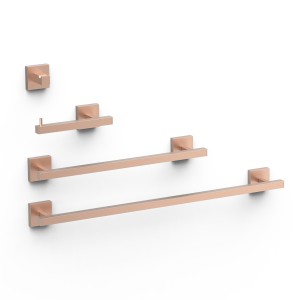 Ensemble de 2 Porte-serviettes et 1 Dérouleur à papier WC Or Rose 24K - TRES 09598101OP 