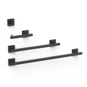 Ensemble de 2 Porte-serviettes et 1 Dérouleur à papier WC Noir mat - TRES 09598101NM 