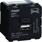 Chargeur double USB A+C gallery - HAGER WXF113 