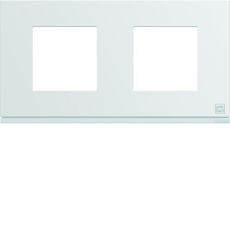Plaque gallery plastique injecté 2 postes horizontale 71mm pure antibacterien - HAGER WXP9912 