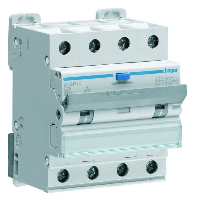 Disj. diff. 4P 10kA C-25A 30mA type A - HAGER ADX475C 
