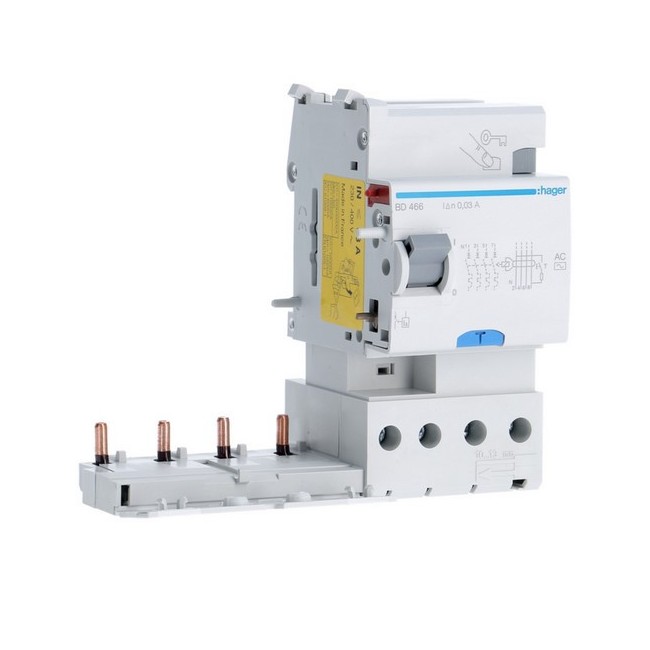 Bloc dif 4P 63A 30mA AC 60Hz - BLOCS DIFFERENTIELS  HAGER BD466 