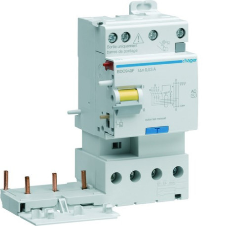 Bloc dif 2xsort.3P+N 40A 30mA - BLOCS DIFFERENTIELS HAGER BDC940F 