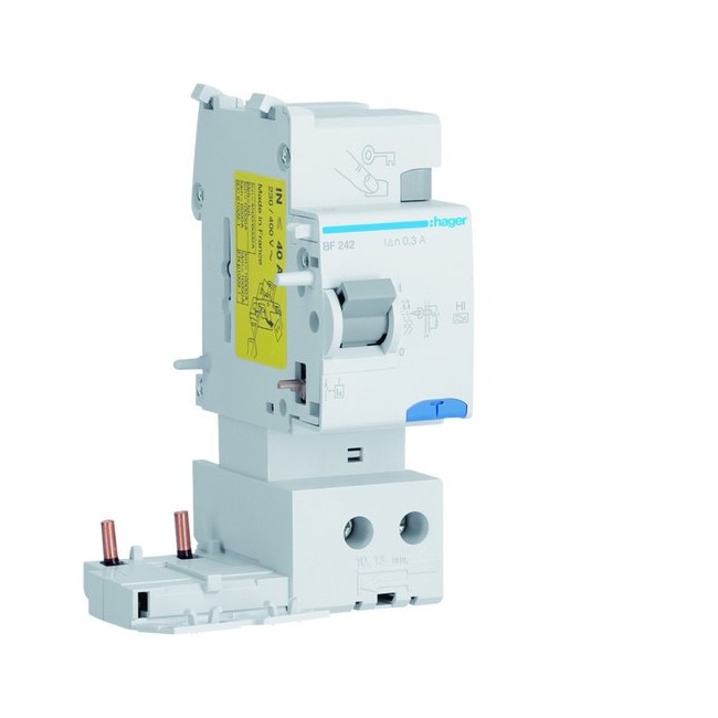 Bloc différentiel 2P 40A 300mA type haute immunité 50/60Hz - HAGER BF242 