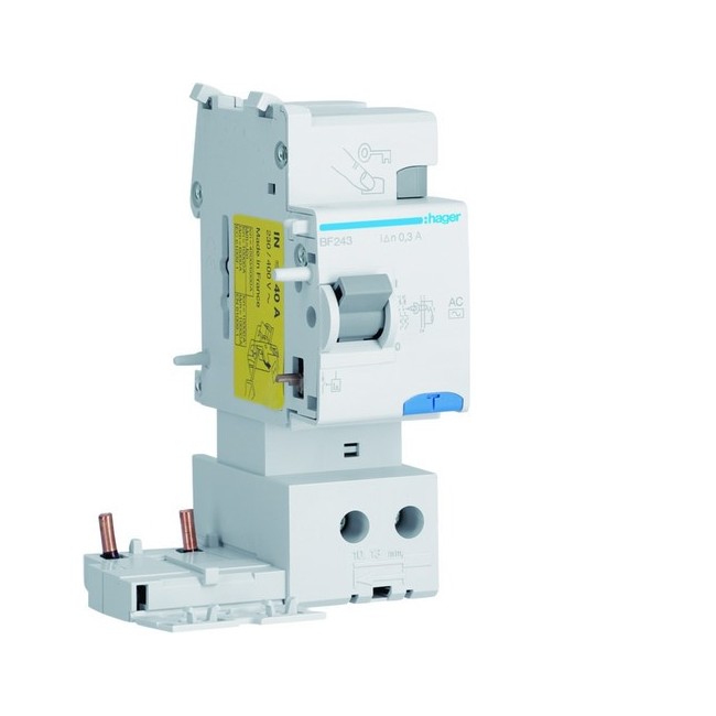 Bloc différentiel 2P 40A 300mA type AC 50/60Hz - HAGER BF243 