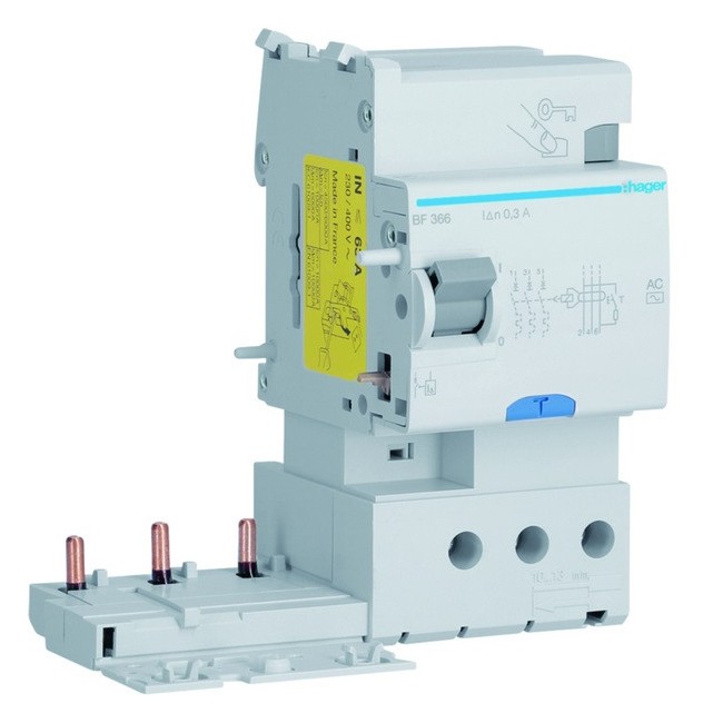 Bloc différentiel 3P 63A 300mA type AC 50/60Hz - HAGER BF366 