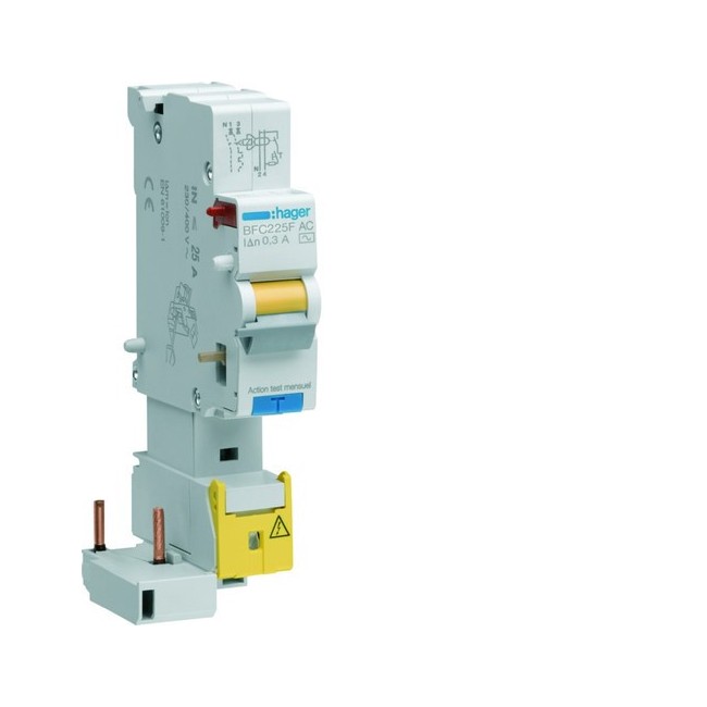 Bloc dif 1P+N 25A 300mA AC - BLOCS DIFFERENTIELS  HAGER BFC225F 