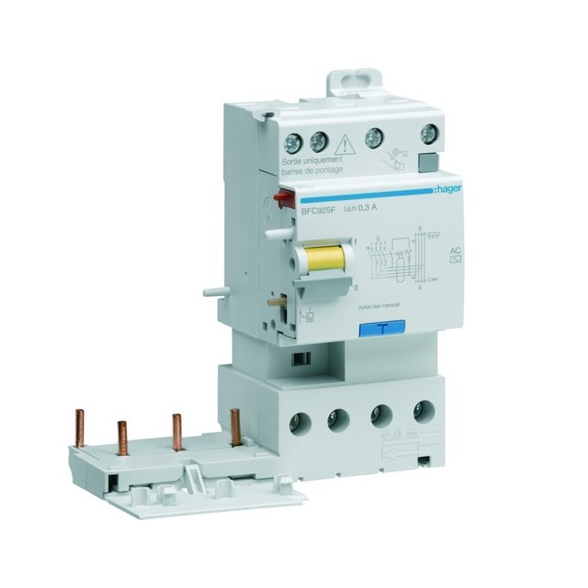 Bloc dif 2xsort.3P+N 25A 300mA - BLOCS DIFFERENTIELS  HAGER BFC925F 