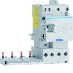 Bloc différentiel double sortie 4P 25A 300mA type haute immunité 50/60Hz - HAGER BFH828 