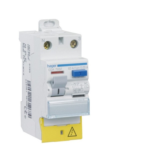 ID 2P 63A 30mA A borne déc. - INTER DIFF BIPOLAIR  HAGER CDA765F 