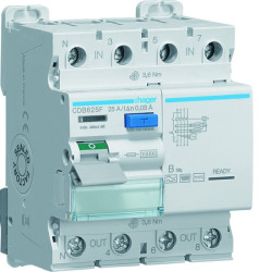 Interrupteur différentiel 3P+N 25A 30mA type B hfq - HAGER CDB625F 