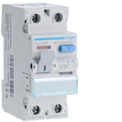 Inter dif 2P 40A 30mA AC 60Hz - INTER DIFF BIPOLAIR HAGER CDC247F 