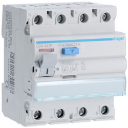Inter dif 4P 40A 30mA AC 60Hz - INTER. DIFF. TETRA. HAGER CDC447F 