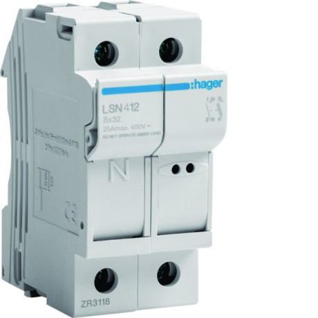 CC 1P+N 25A 400V L32 2M -   HAGER LSN412 