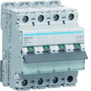 Disjoncteur magnétique 4P 20kA 32A 400V access. indicateur IEC 947-2 - HAGER MMN432 
