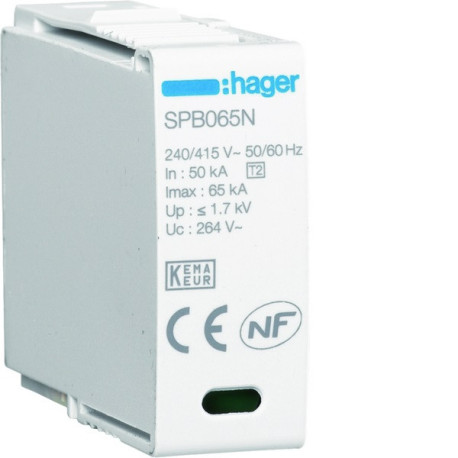 Cartouche N-PE Uc 260V In 20kA Imax 65kA Up 1,5kV - HAGER SPB065N 