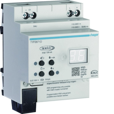 Passerelle 1 canal KNX/DALI2 ETS only + balance des blancs - HAGER TYFS671D 