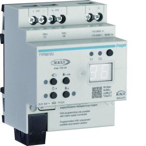 Passerelle 2 canaux KNX/DALI2 ETS only + balance des blancs - HAGER TYFS672D 
