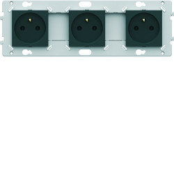 Prise triple 2P+T anthracite - HAGER WE123A 