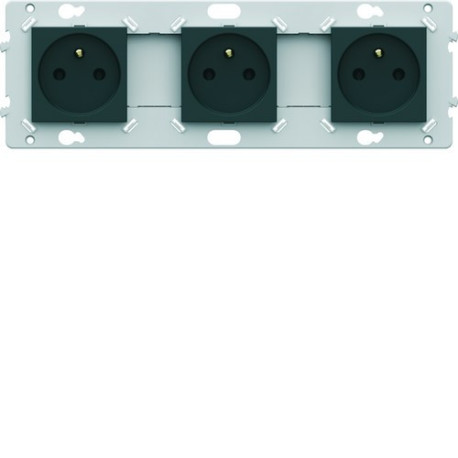 Prise triple 2P+T anthracite - HAGER WE123A 