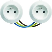 ateha prise de courant double horizontale 2P+T  précablée associable - HAGER WJA122B 