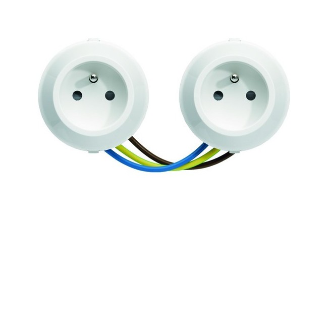 ateha prise de courant double horizontale 2P+T  précablée associable - HAGER WJA122B 