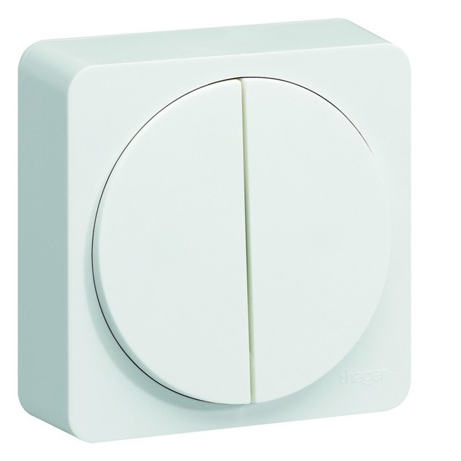 ateha Double Interrupteur Va et Vient ou poussoir complet - HAGER WJC040B 