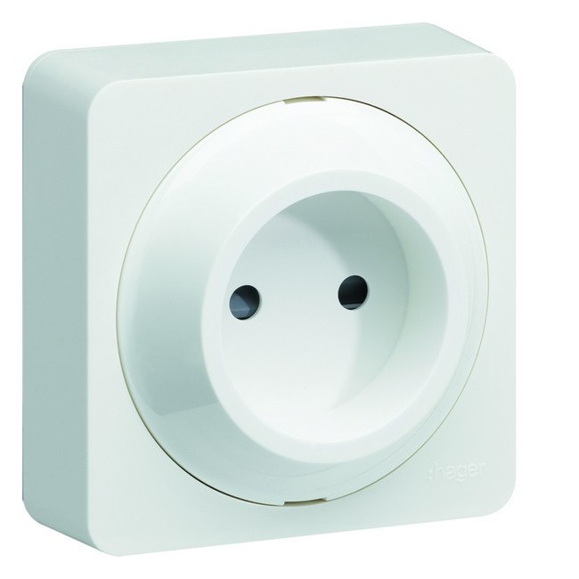 ateha prise de courant 2 pôles complet - HAGER WJC102B 
