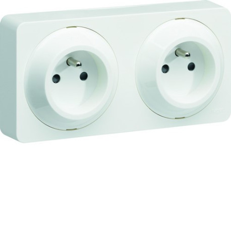 ateha prise de courant double horizontale ou verticale 2P+T complet - HAGER WJC132B 