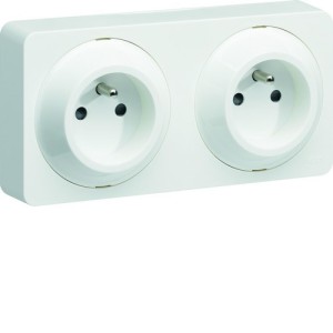 ateha prise de courant double horizontale ou verticale 2P+T  complet - HAGER WJC132B 