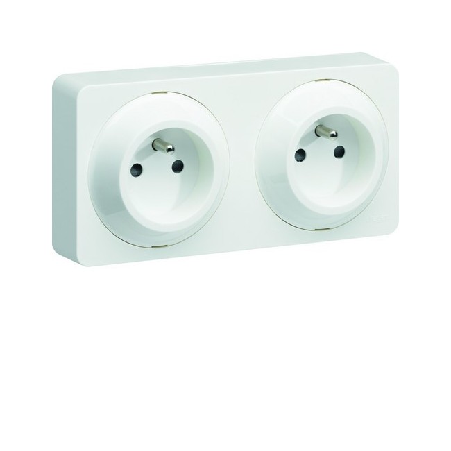 ateha prise de courant double horizontale ou verticale 2P+T  complet - HAGER WJC132B 