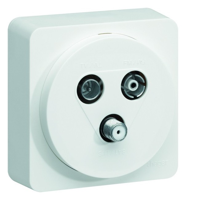 ateha prise TV FM SAT  1 câble complet - HAGER WJC256B 