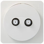 ateha Prise TV double type F  complet pour réseaux câblés - HAGER WJC258B 