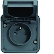 cubyko leaf prise 2P+T saillie gris IP55 - HAGER WNC100EC 