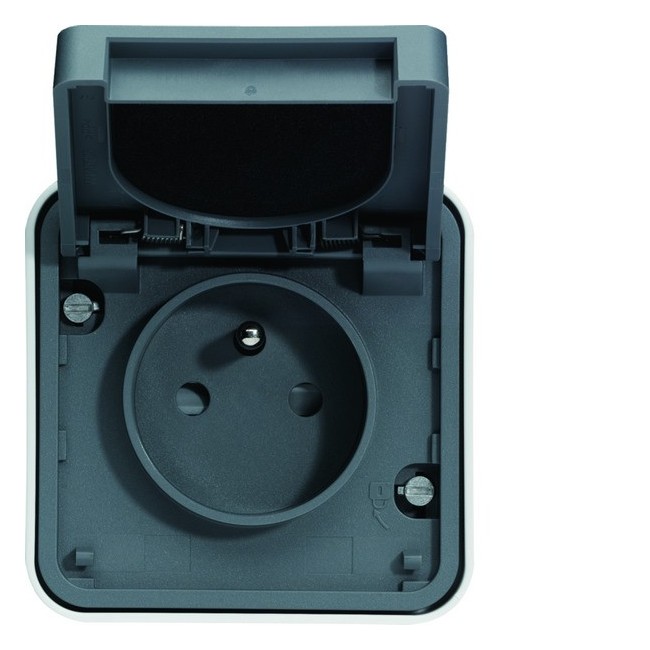 cubyko leaf prise 2P+T saillie gris IP55 - HAGER WNC100EC 