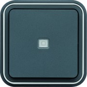 cubyko Poussoir 1F à voyant témoin encastré à griffes gris IP55 - HAGER WNE023G 