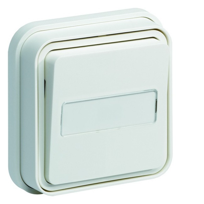 cubyko Poussoir porte-étiquette 1F encastré à griffes blanc IP55 - HAGER WNE025BG 