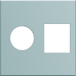 Enjoliveur prise TV+RJ45 gallery 2 modules titane - HAGER WXD240T 