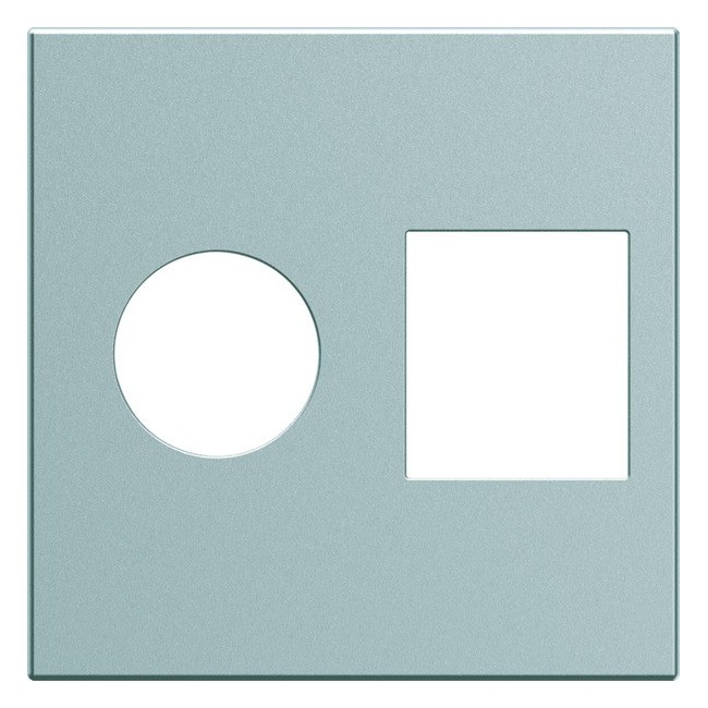 Enjoliveur prise TV+RJ45 gallery 2 modules titane - HAGER WXD240T 