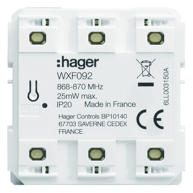Emetteur radio mural, gallery, quicklink, plat, pile plate, 2 postes - HAGER WXF092 