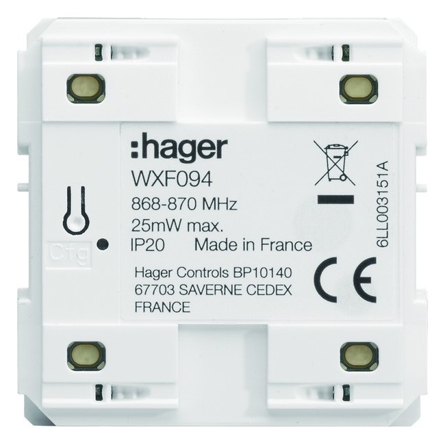 Emetteur radio mural, gallery, quicklink, plat, pile plate, 4 postes - HAGER WXF094 