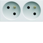 Prise de courant double speciale goulotte gallery 2P+T 16A pure carton de 50 - HAGER WXF422B50 