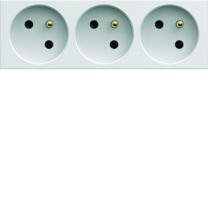 Prise de courant triple speciale goulotte gallery 2P+T 16A pure carton de 50 - HAGER WXF423B50 