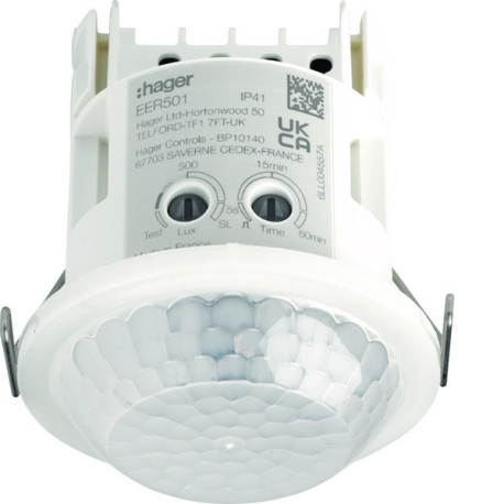 détecteur mini 10 mètres de présence et mouvement plafond encastré ON/OFF  - HAGER EER501 