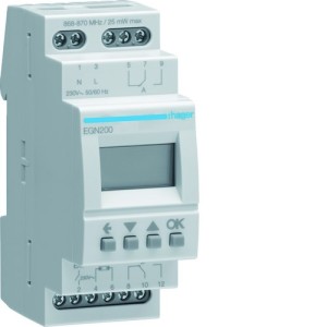 Interrupteur horaire électronique 2 voies annuelle, astronomique, crépusculaire - HAGER EGN200 