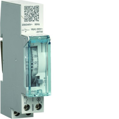 Interrupteur horaire électromécanique compact 1 voie sur 24 heures sans réserve - HAGER EHN010 