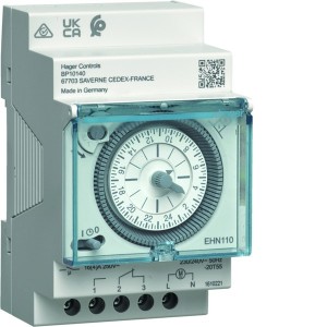 Interrupteur horaire électromécanique 1 voie sur 24 heures sans réserve - HAGER EHN110 