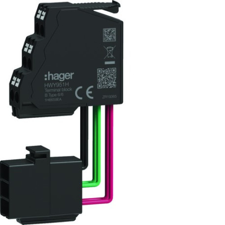 Connecteur d'auxiliaire type B 6/6 pour ENCT, Sentinel - HAGER HWY951H 