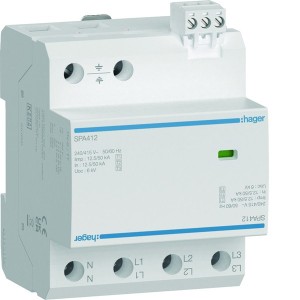 Parafoudre T1+T2+T3 4P 12.5kA TNS/TT - HAGER SPA412 